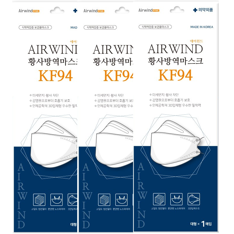쇼피파이 Made in Korea quadruple structure Airwind KF94 Mask 100pieces