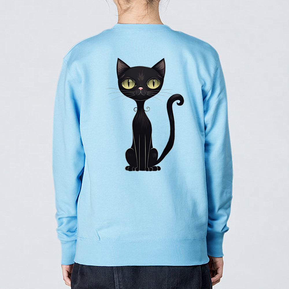 S-4XL Black Cat Hairless Heavy Sweatshirt (Universal for men and women) For adults