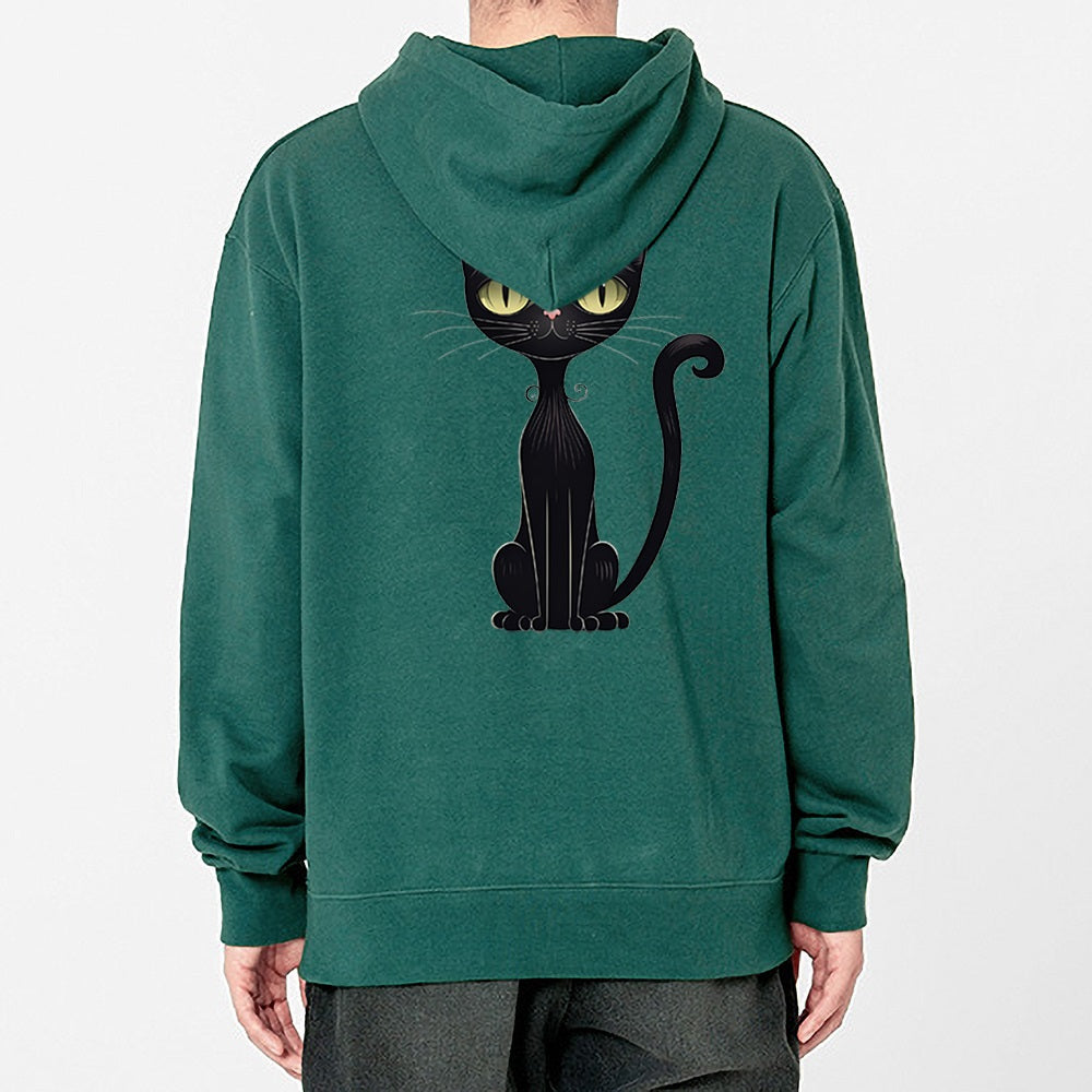 S-4XL Black Cat Hairless Heavy Hoodie (for men and women)