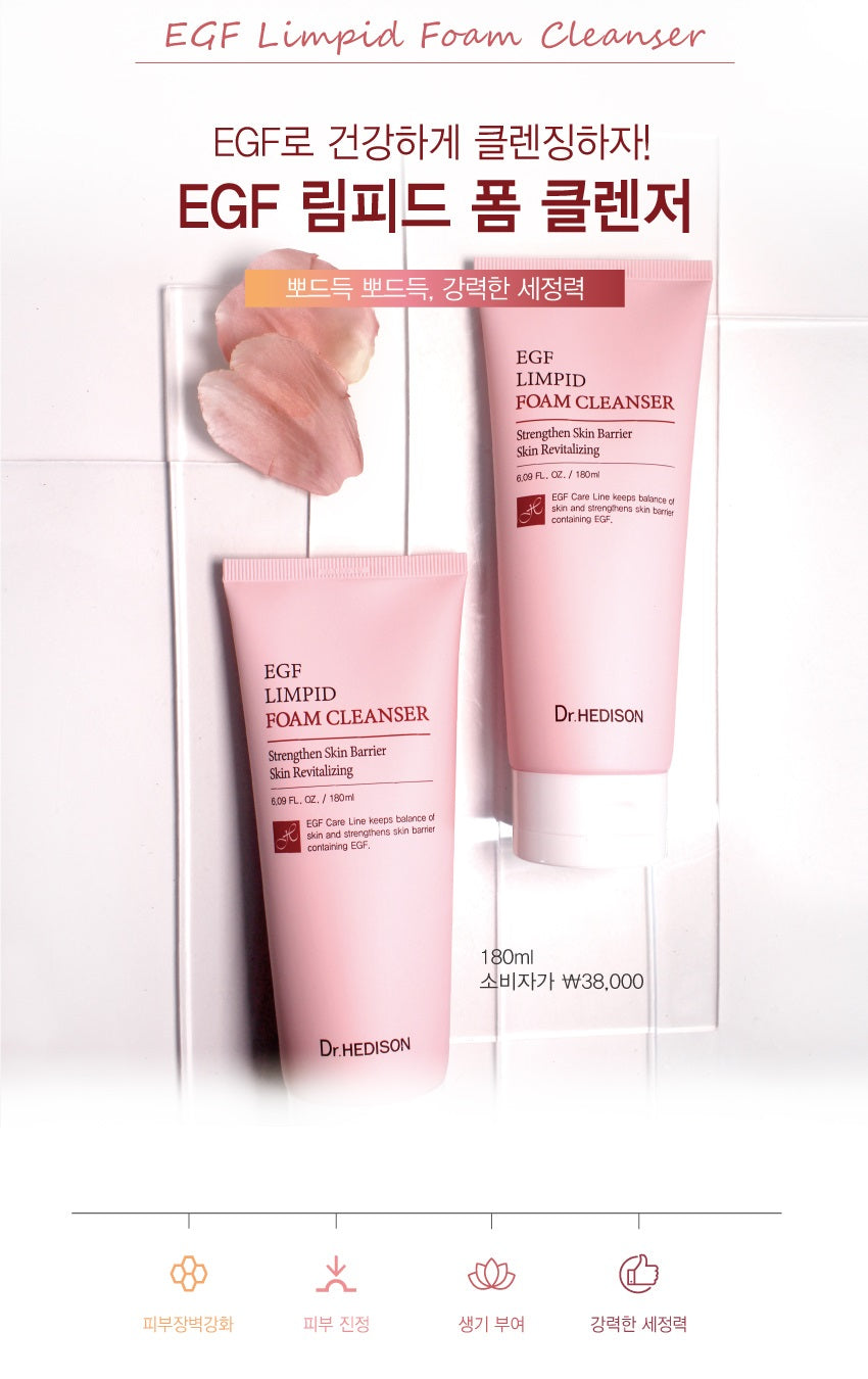 Made in Korea Dr.HEDISON EGF LIMPID Foam Cleanser (6.09 FL. OZ.)180ml+180ml(1+1)