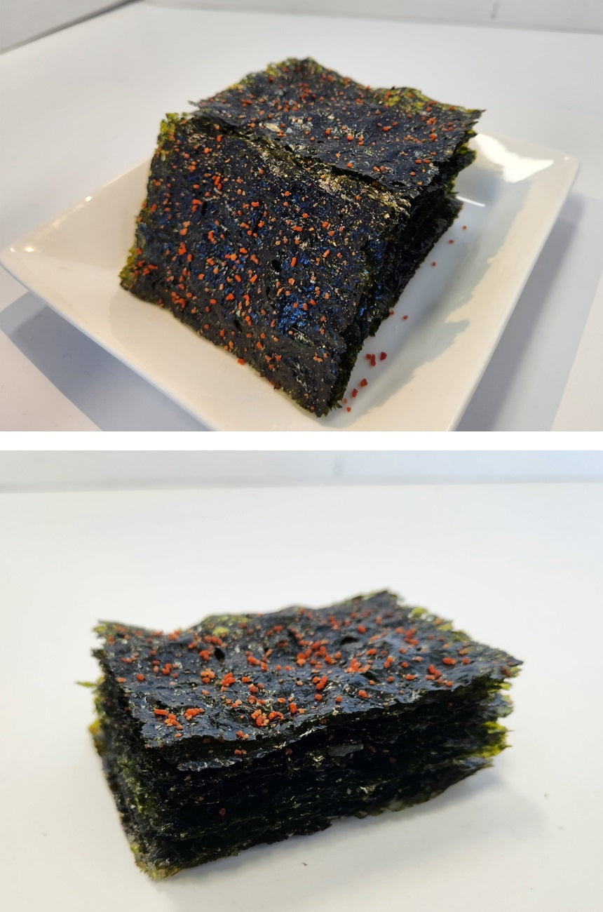 [free shipping]Made in Korea Korean ethnicity Salted Pollack roe coated seaweed (little spicy)36Pack