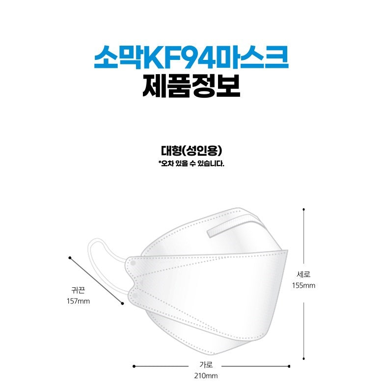 Made in Korea SOMAK KF94 disposable 3D mask 200sheets(1pack x 10pcs=20pack)(free shipping)