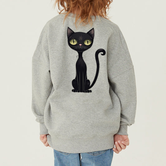 Made in Korea fabric (for men and women) Black Cat cotton 100% Kids sweatshirt