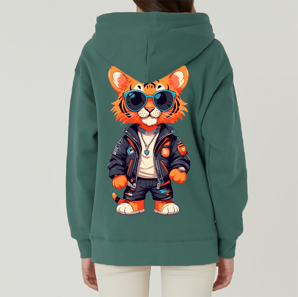 S-6XL Korean-made fabric Special napping hip tiger (for men and women) Hooded zip-up big size