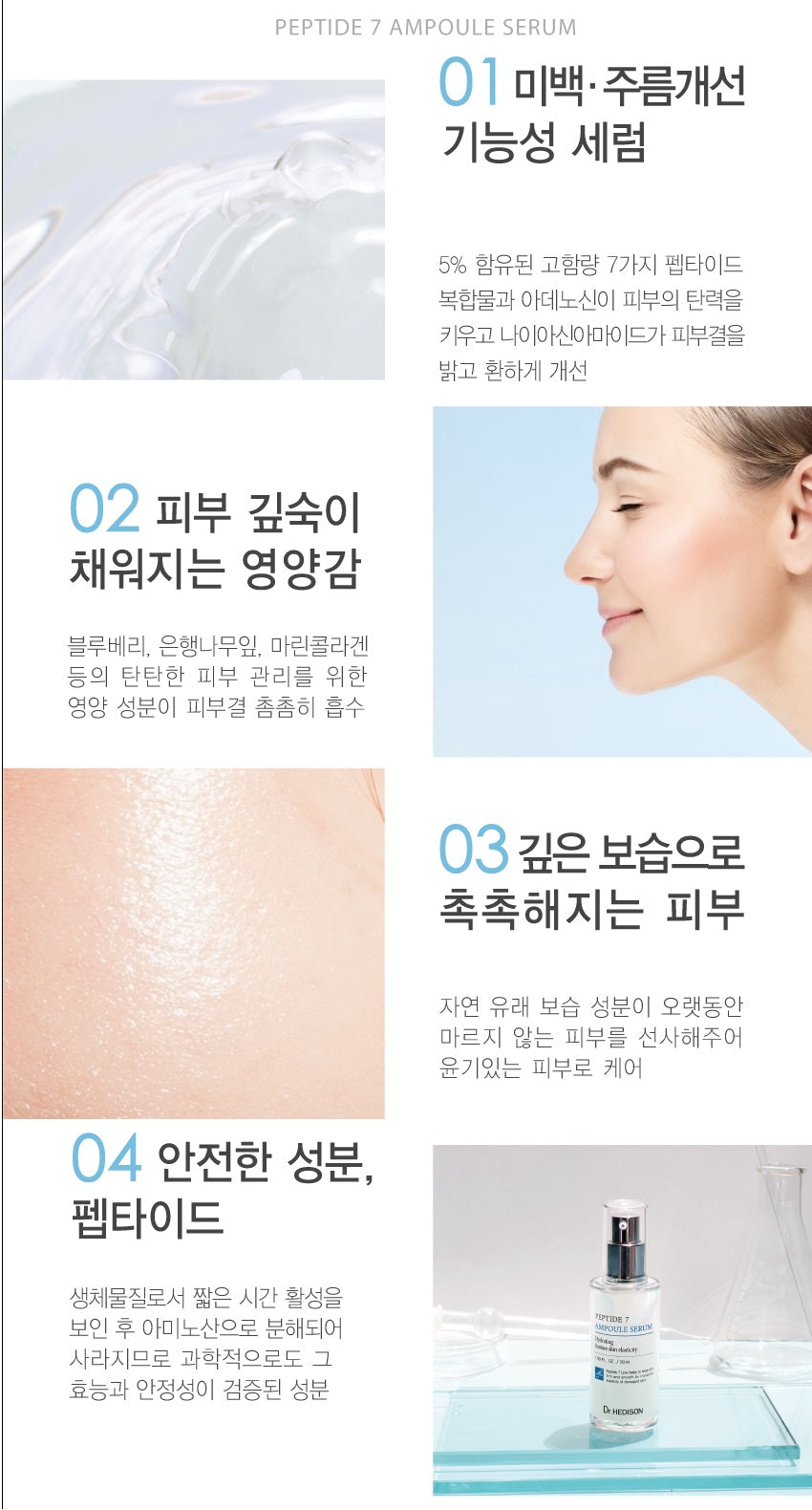 Made in Korea Dr.HEDISON Peptide7 Ampoule Serum 50ml+50ml