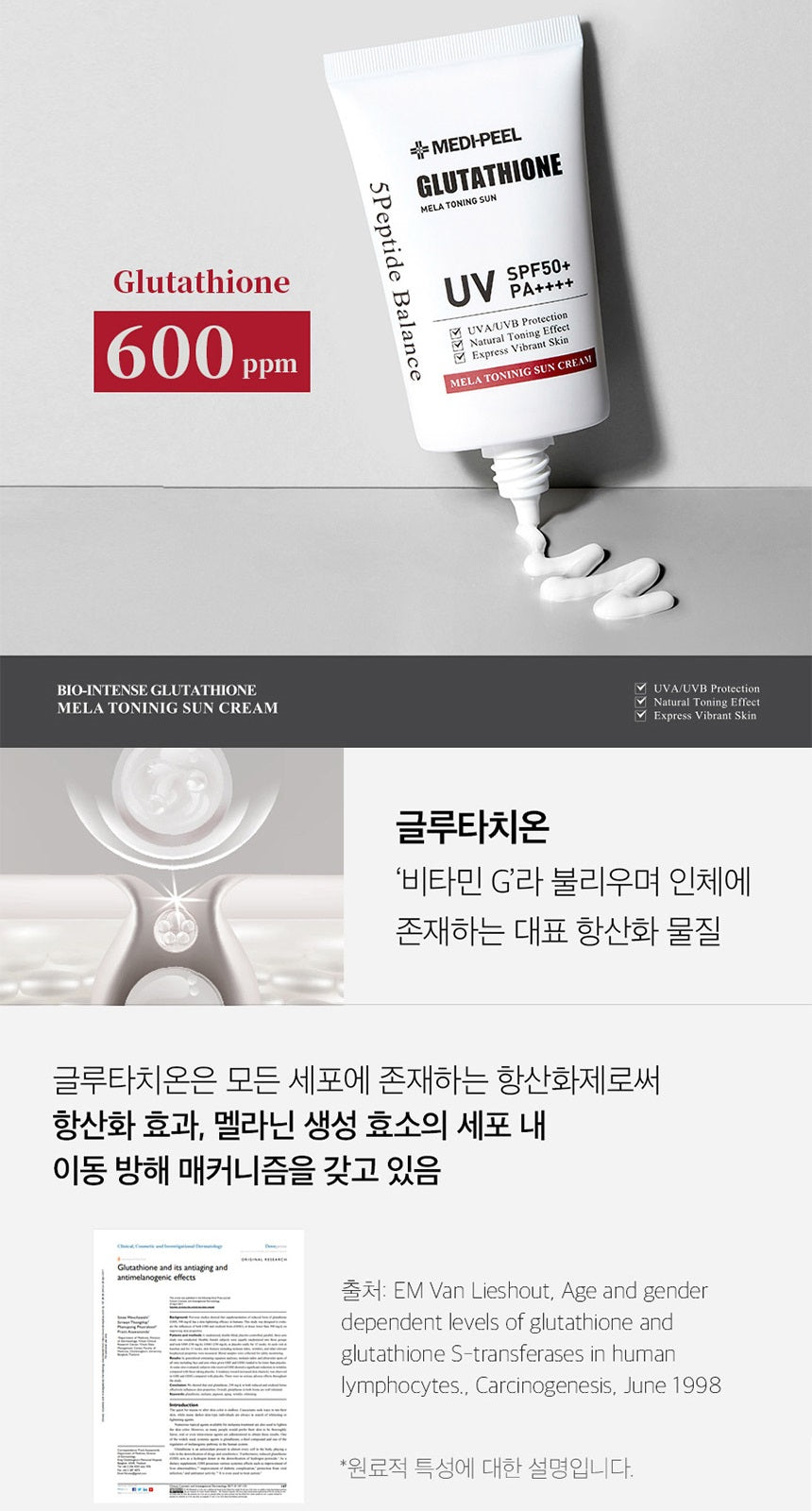 Made in Korea MEDI-PEEL Bio-lntense Glutathione MELA TONING UV SUN CREAM SPF50+PA++++ 50ml 1+1