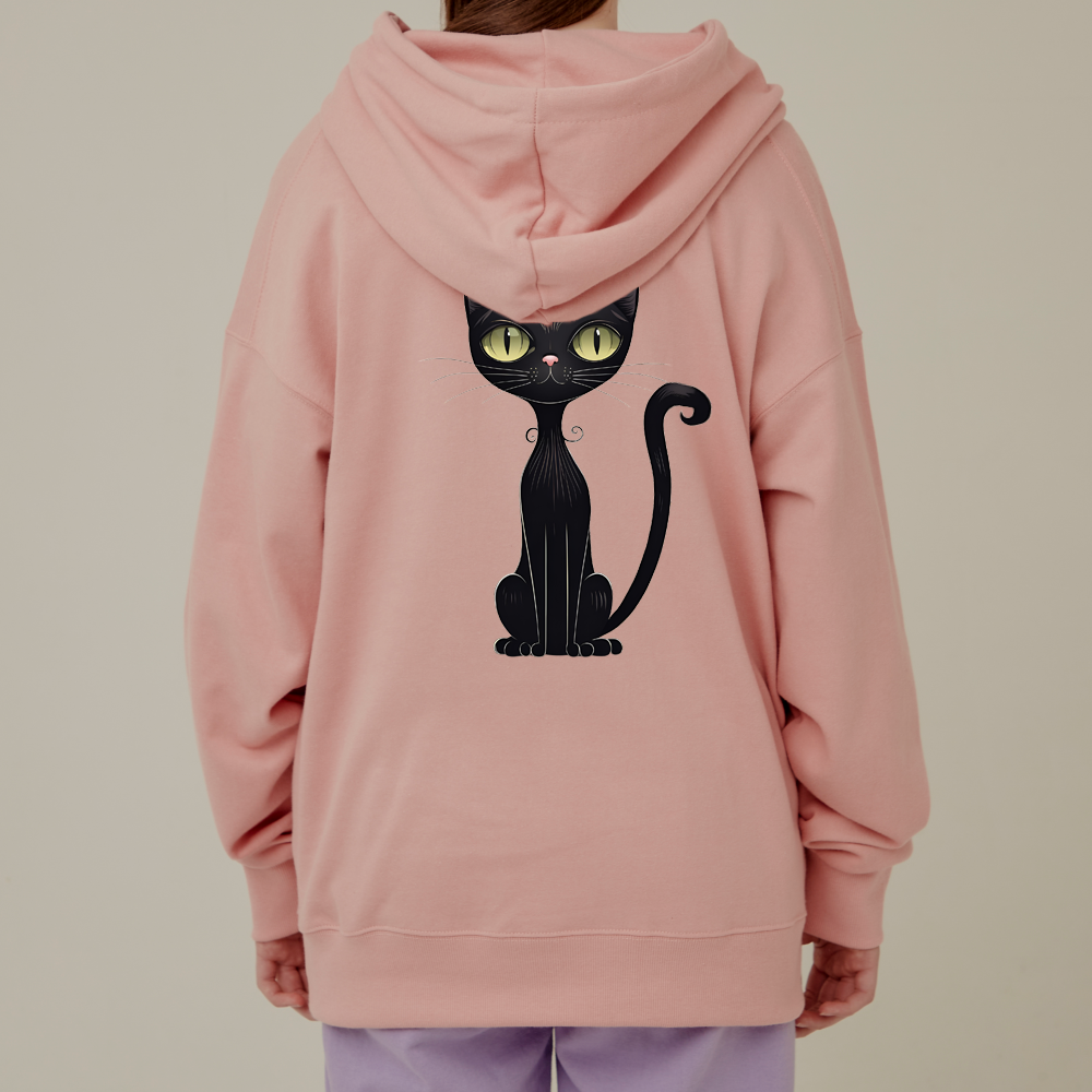 S-6XL Korean Fabric 100% Cotton Black Cat Signature Hoodie (for men and women)