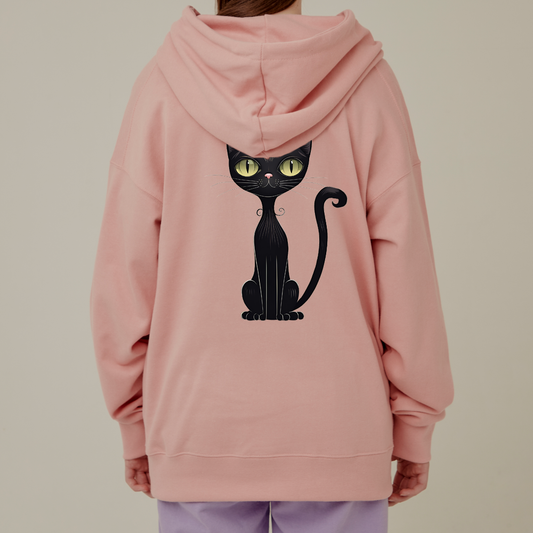 S-6XL Korean Fabric 100% Cotton Black Cat Signature Hoodie (for men and women)