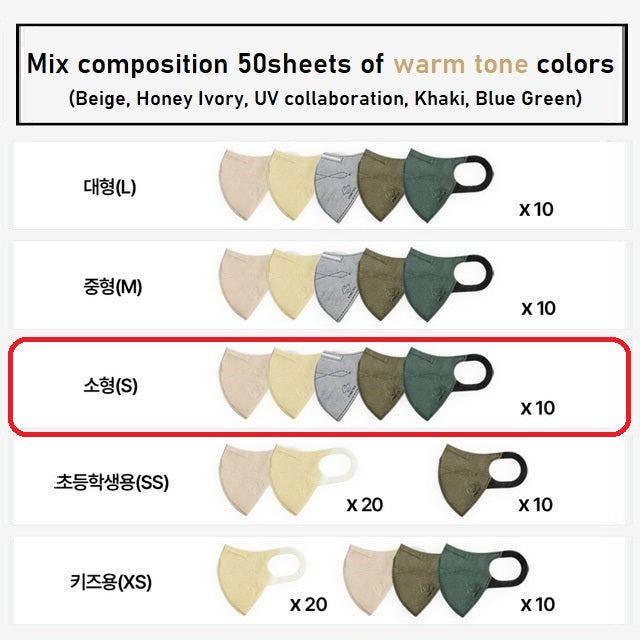 Made in Korea SYNOTEX ePTFE (Warm tone Color ) color mixed set Mask(50pieces)