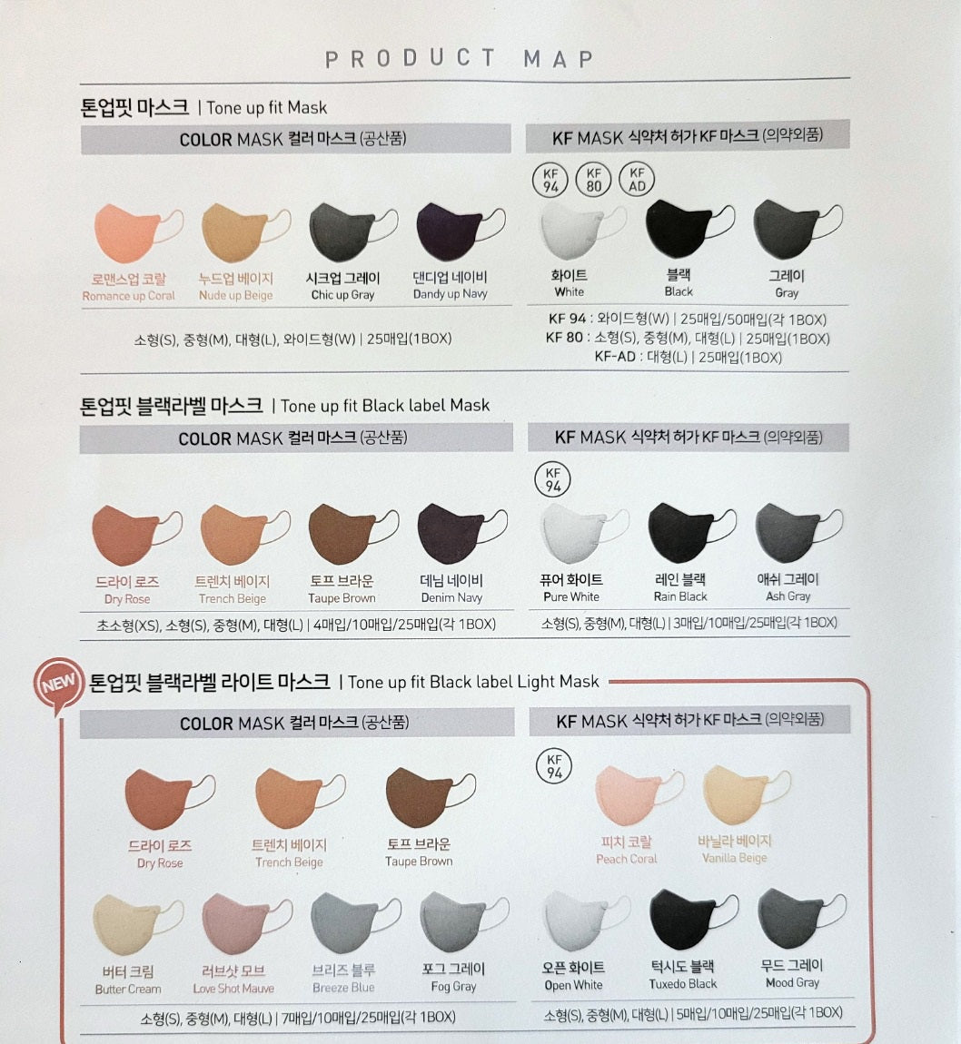 Made in Korea CHARMZONE Tone up fit Black label Light Mask