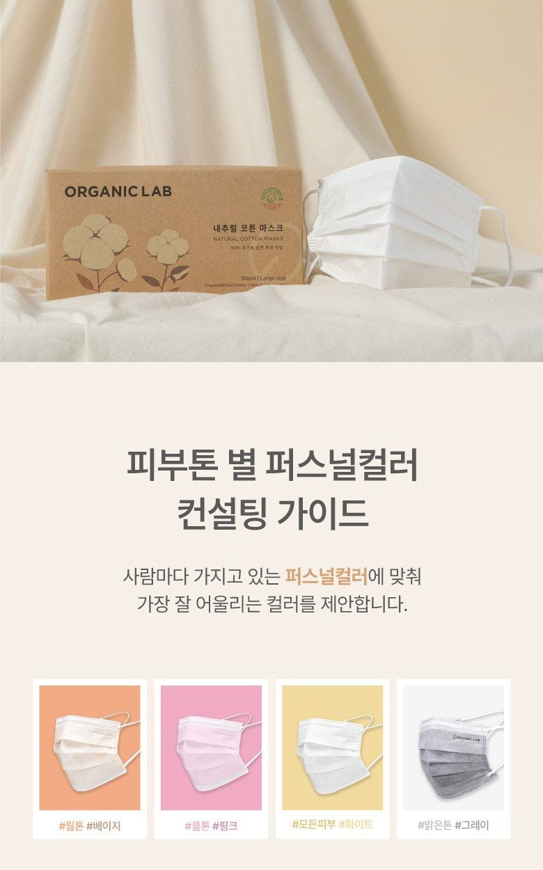 Made in Korea ORGANICLAB NATURAL COTTON MASK(100PCS)