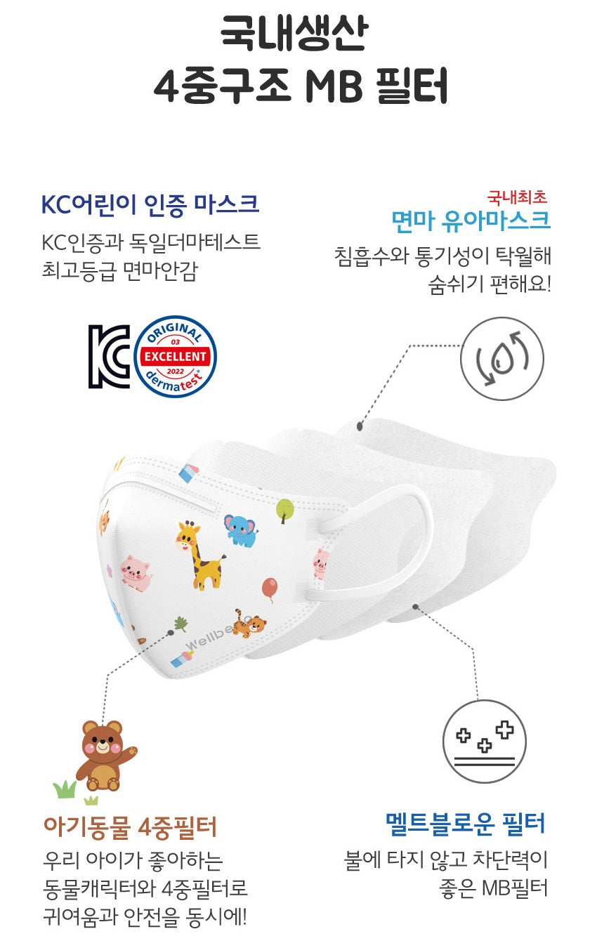 Made in Korea Marine Animals Cotton Hemp baby animal Mask (40pieces)