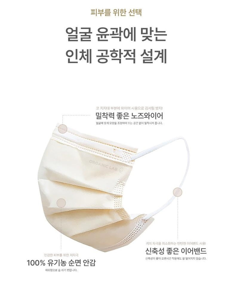 Made in Korea ORGANICLAB NATURAL COTTON MASK(100PCS)