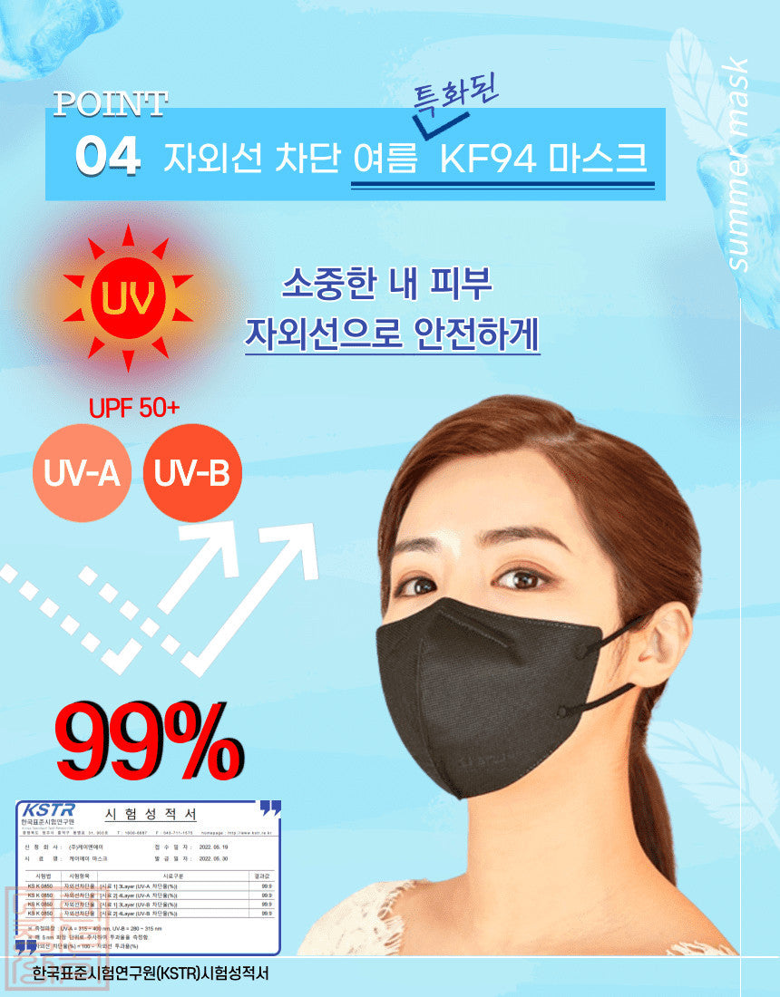 Made in Korea KA Pure light-fit summer mask KF94 Mask(50pieces)