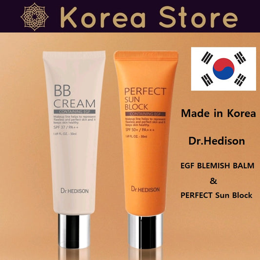 Made in Korea Dr.Hedison EGF BLEMISH BALM(SPF37/PA++) & PERFECT Sun Block (SPF50+ / PA+++)