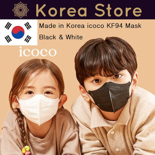 Made in Korea icoco Premium KF94 Mask Black & White S~XL Size (50P)