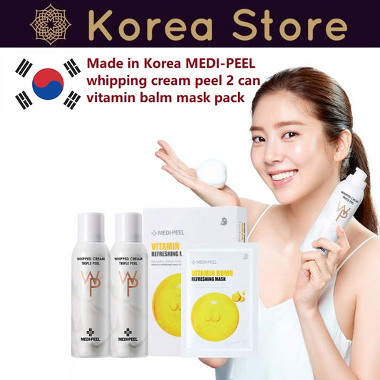 Made in Korea MEDI-PEEL WHIPPED CREAM TRIPLE PEEL (Whipping cream peel 2 can + Vitamin Bomb mask pack 10 sheets)